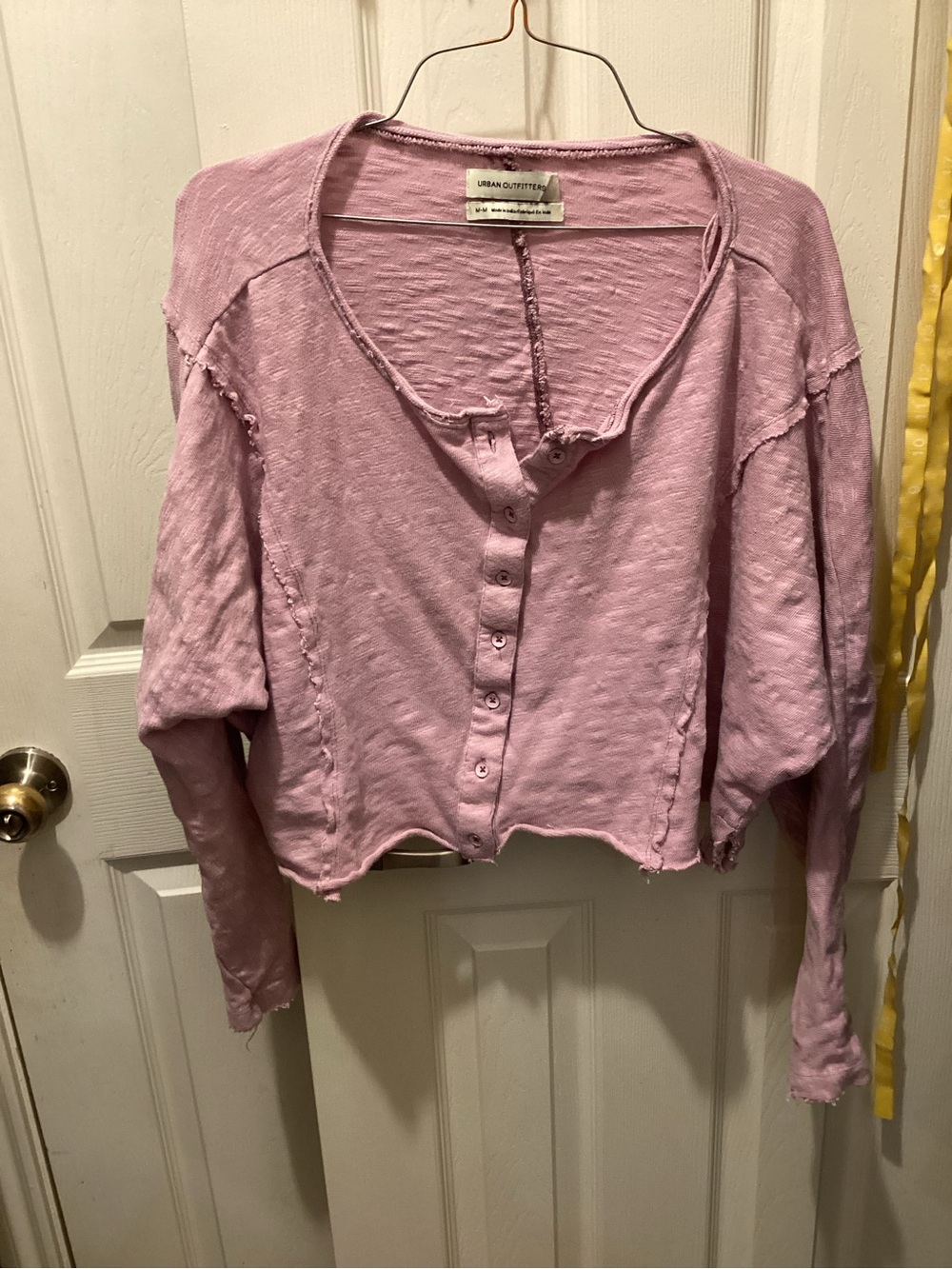 Urban Outfitters Dusty Pink Slub Henley Long Sleeve Top